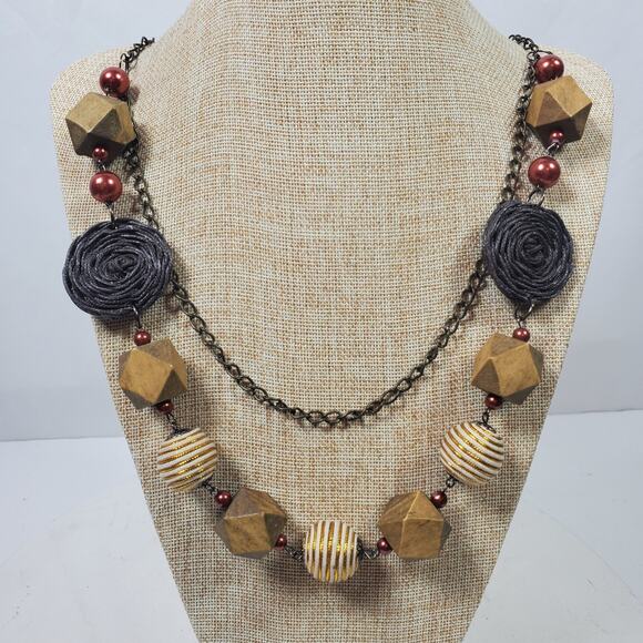 Vintage Peruvian Statement Necklace 36 Inch Multi Chain Pullover - Picture 1 of 4